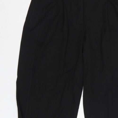 Zara Women Black XL Tapered Cropped Tailored Trousers Ankle Button Pockets