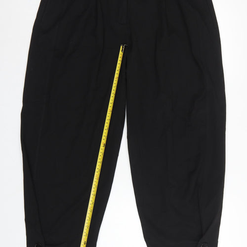 Zara Women Black XL Tapered Cropped Tailored Trousers Ankle Button Pockets