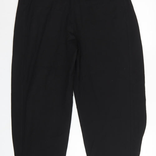 Zara Women Black XL Tapered Cropped Tailored Trousers Ankle Button Pockets