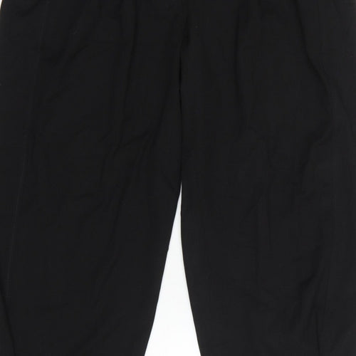 Zara Women Black XL Tapered Cropped Tailored Trousers Ankle Button Pockets