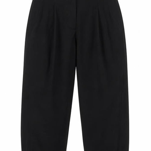 Zara Women Black XL Tapered Cropped Tailored Trousers Ankle Button Pockets