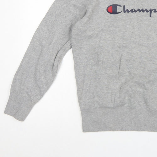 Champion Men's Grey Medium Crew Neck Logo Fleece Sweatshirt