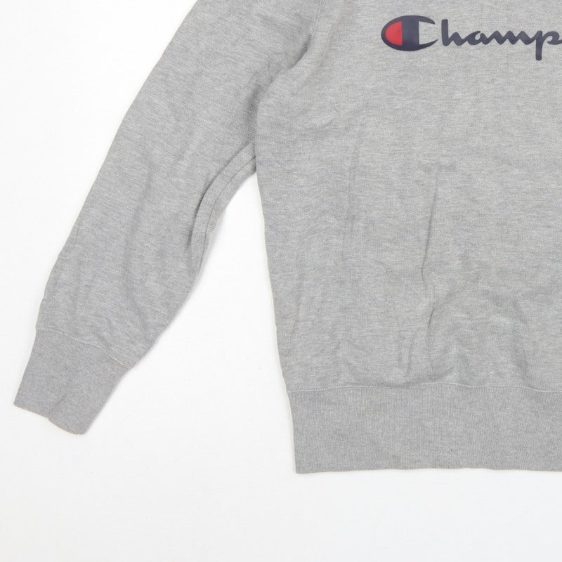 Champion Men's Grey Medium Crew Neck Logo Fleece Sweatshirt