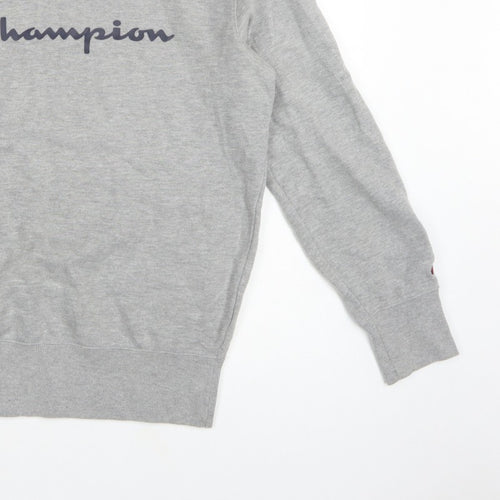 Champion Men's Grey Medium Crew Neck Logo Fleece Sweatshirt