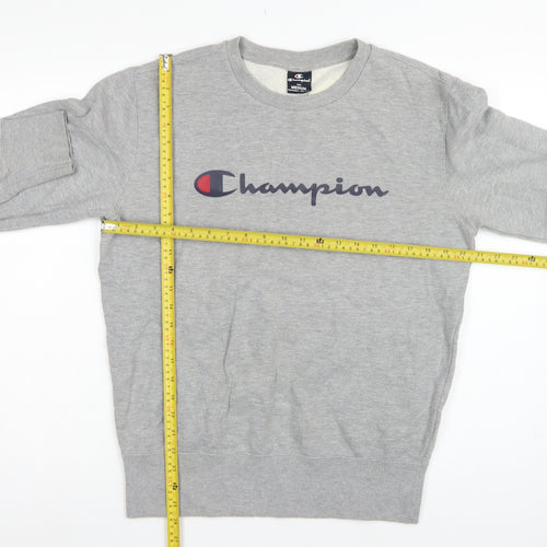 Champion Men's Grey Medium Crew Neck Logo Fleece Sweatshirt