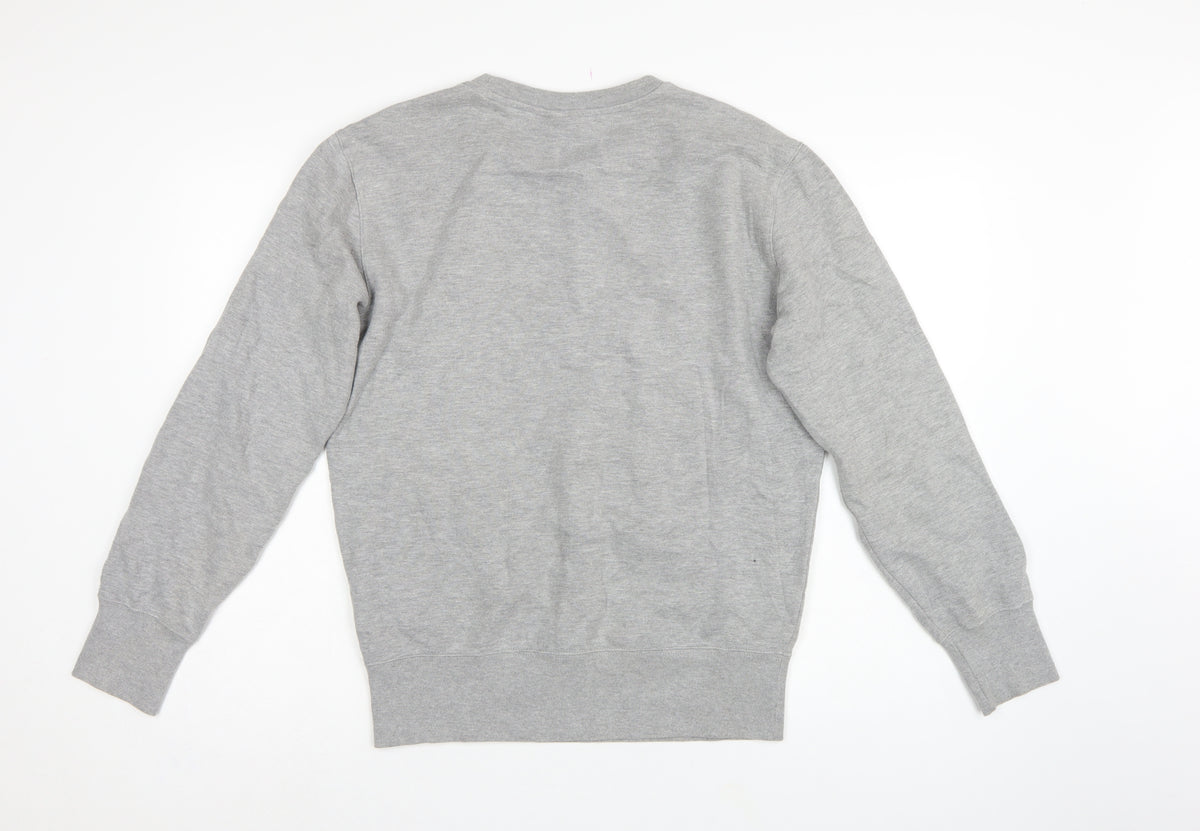 Champion Men's Grey Medium Crew Neck Logo Fleece Sweatshirt