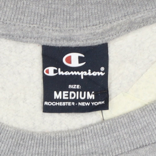 Champion Men's Grey Medium Crew Neck Logo Fleece Sweatshirt