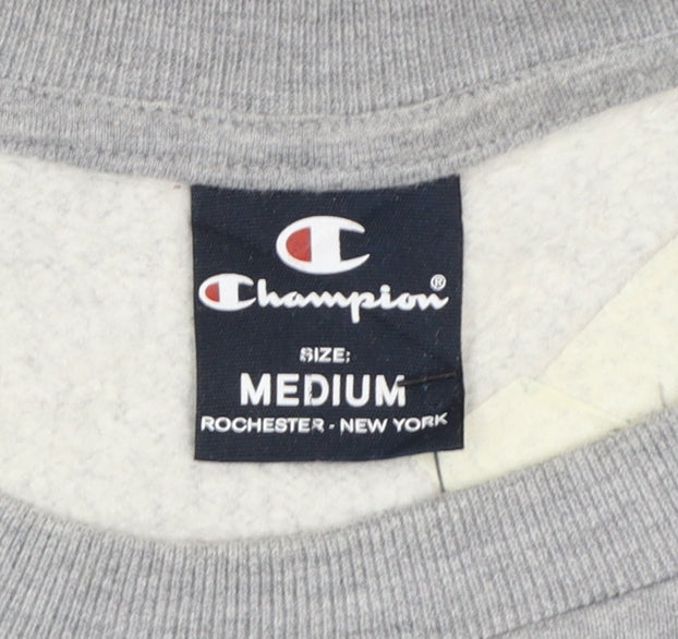 Champion Men's Grey Medium Crew Neck Logo Fleece Sweatshirt