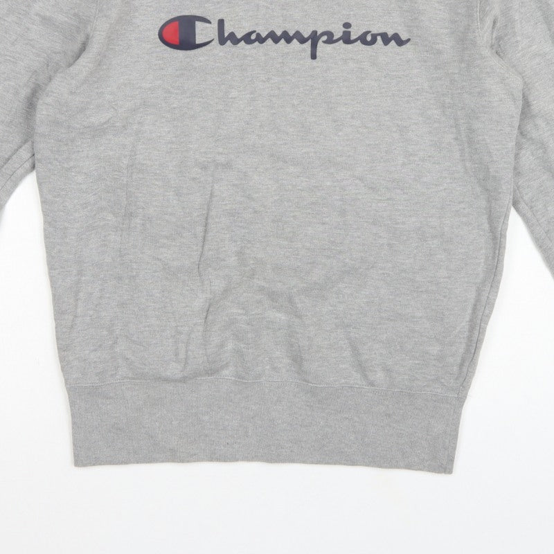 Champion Men's Grey Medium Crew Neck Logo Fleece Sweatshirt