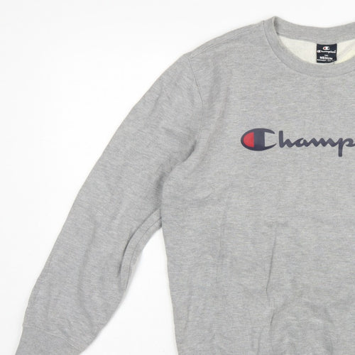 Champion Men's Grey Medium Crew Neck Logo Fleece Sweatshirt