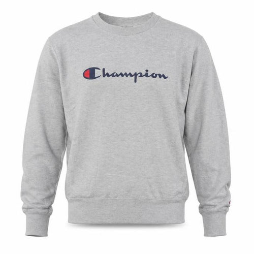 Champion Men's Grey Medium Crew Neck Logo Fleece Sweatshirt