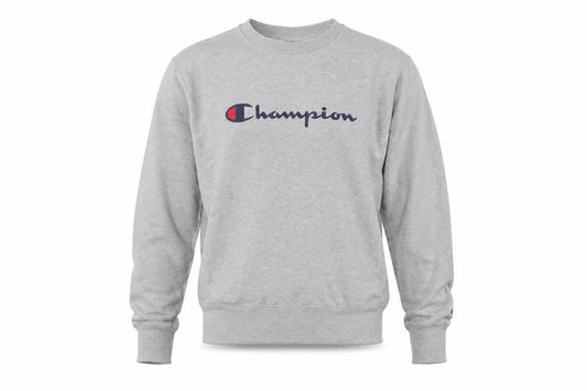 Champion Men's Grey Medium Crew Neck Logo Fleece Sweatshirt
