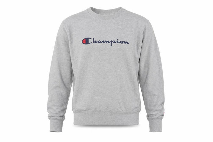 Champion Men's Grey Medium Crew Neck Logo Fleece Sweatshirt