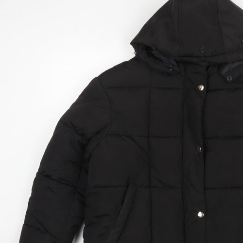 Topshop Women’s Black UK 12 Hooded Quilted Puffer Jacket