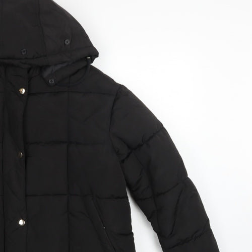 Topshop Women’s Black UK 12 Hooded Quilted Puffer Jacket