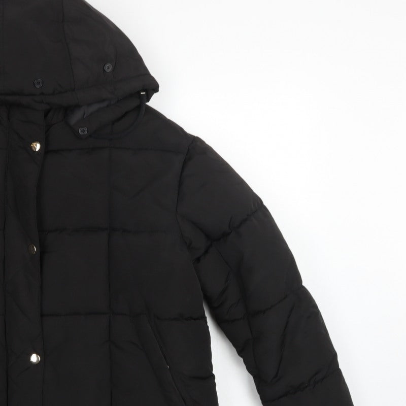 Topshop Women’s Black UK 12 Hooded Quilted Puffer Jacket