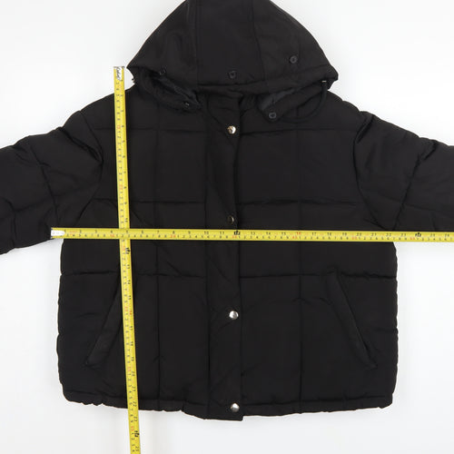 Topshop Women’s Black UK 12 Hooded Quilted Puffer Jacket