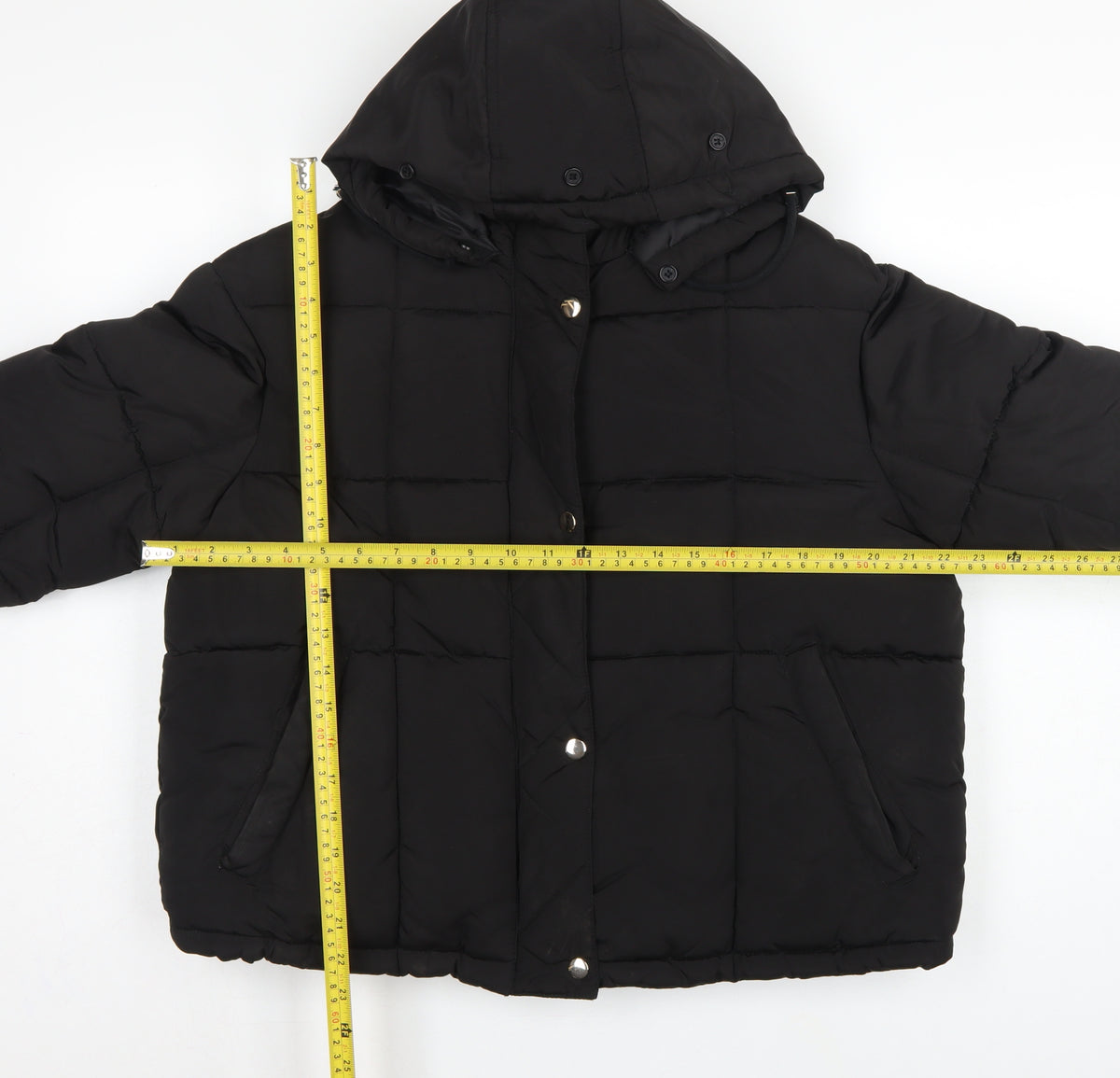 Topshop Women’s Black UK 12 Hooded Quilted Puffer Jacket
