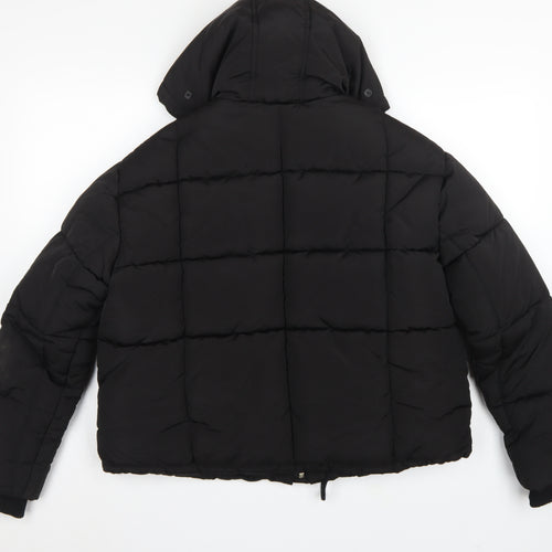 Topshop Women’s Black UK 12 Hooded Quilted Puffer Jacket