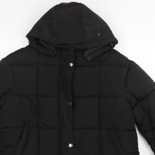 Topshop Women’s Black UK 12 Hooded Quilted Puffer Jacket