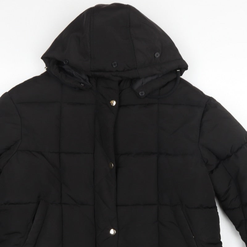 Topshop Women’s Black UK 12 Hooded Quilted Puffer Jacket