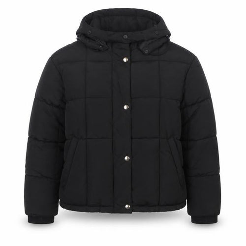 Topshop Women’s Black UK 12 Hooded Quilted Puffer Jacket