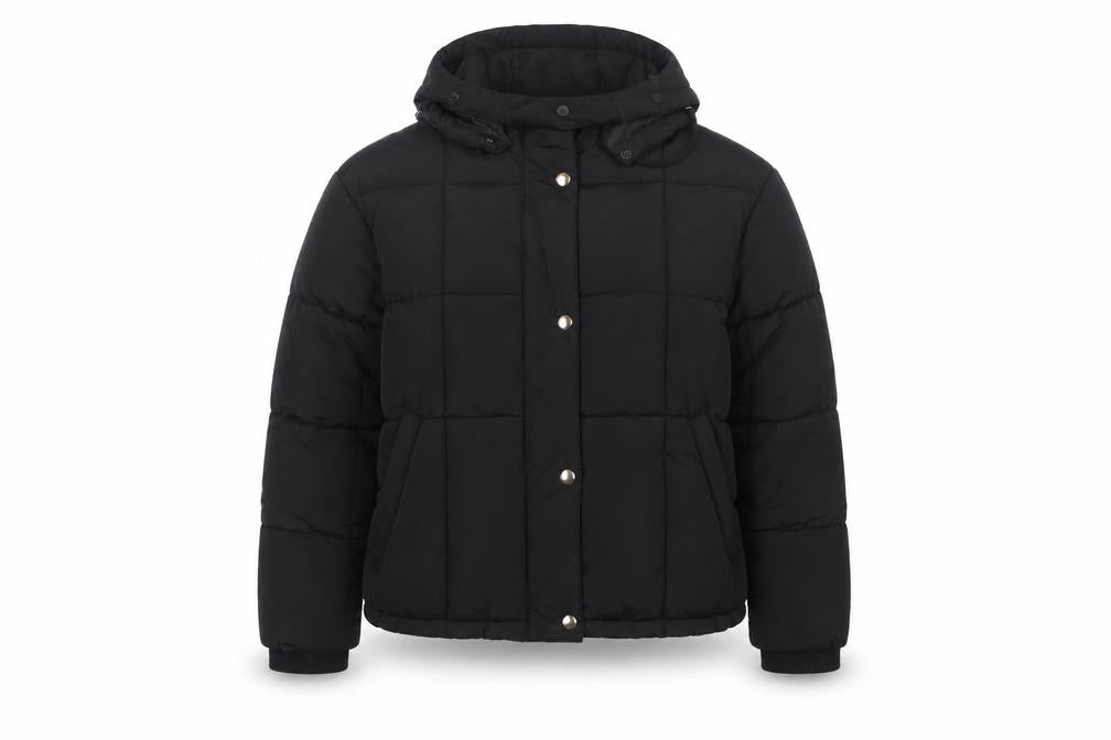 Topshop Women’s Black UK 12 Hooded Quilted Puffer Jacket