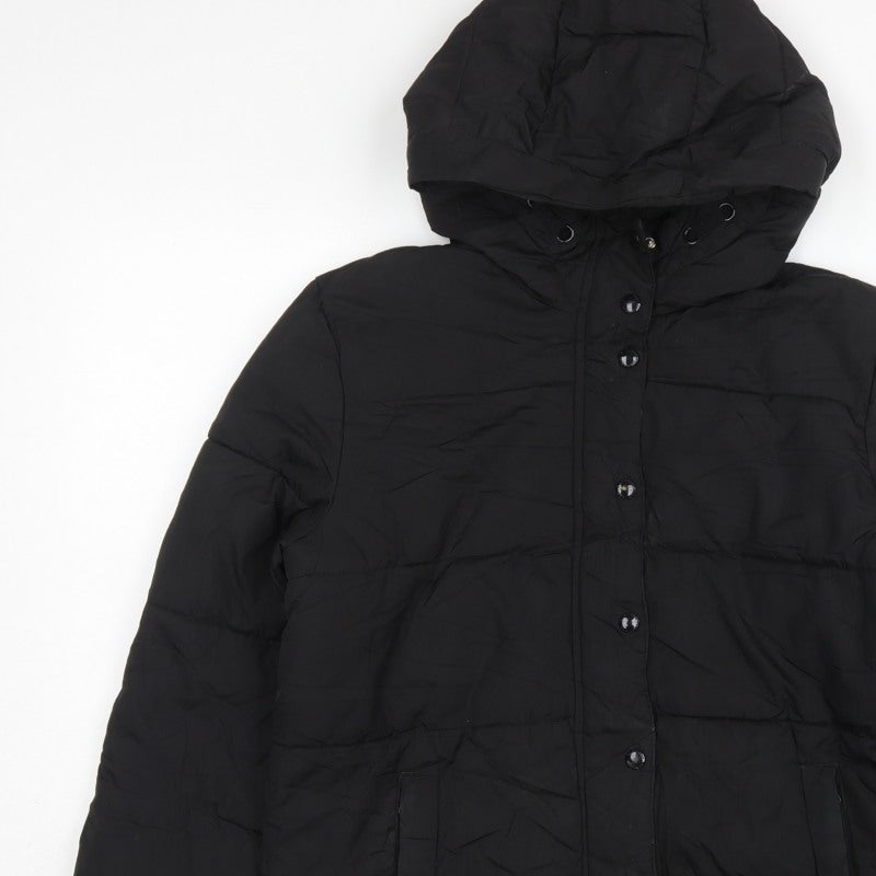 GAP Kids Girls Black XL 12-13 Years Hooded Puffer Jacket Water Resistant