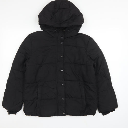 GAP Kids Girls Black XL 12-13 Years Hooded Puffer Jacket Water Resistant