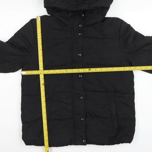 GAP Kids Girls Black XL 12-13 Years Hooded Puffer Jacket Water Resistant