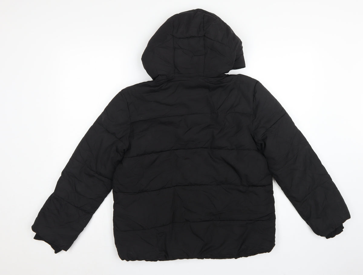 GAP Kids Girls Black XL 12-13 Years Hooded Puffer Jacket Water Resistant