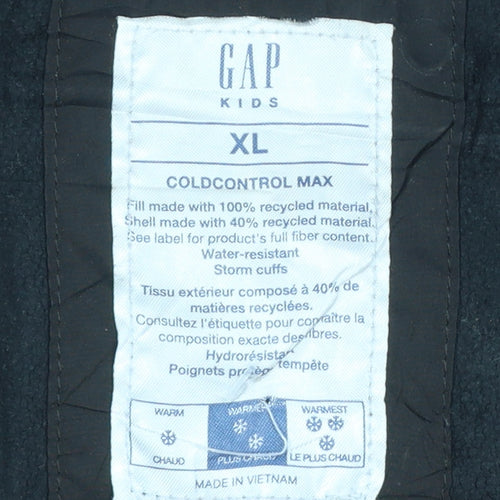 GAP Kids Girls Black XL 12-13 Years Hooded Puffer Jacket Water Resistant