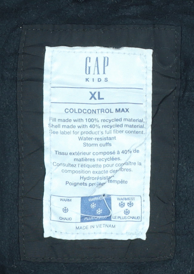 GAP Kids Girls Black XL 12-13 Years Hooded Puffer Jacket Water Resistant