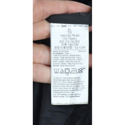 GAP Kids Girls Black XL 12-13 Years Hooded Puffer Jacket Water Resistant
