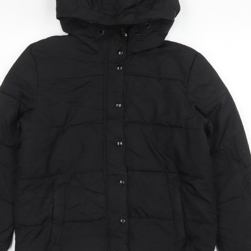 GAP Kids Girls Black XL 12-13 Years Hooded Puffer Jacket Water Resistant