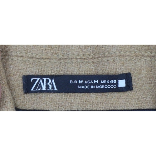 Zara Women Brown Wool Blend Long Overcoat Size M Classic Button Coat