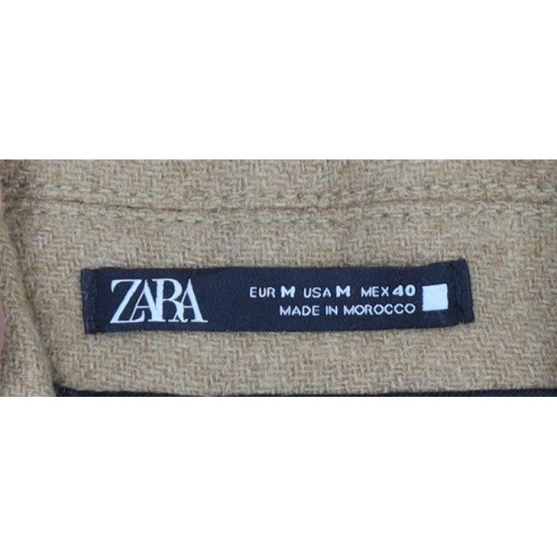 Zara Women Brown Wool Blend Long Overcoat Size M Classic Button Coat
