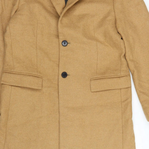 Zara Women Brown Wool Blend Long Overcoat Size M Classic Button Coat
