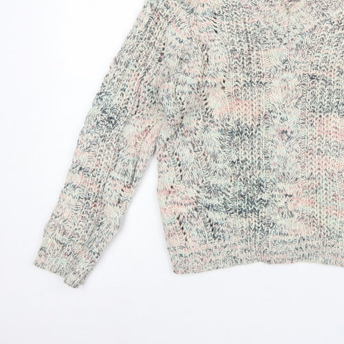 Next Women Multicoloured Cable Knit Jumper M Long Sleeve Cotton Blend