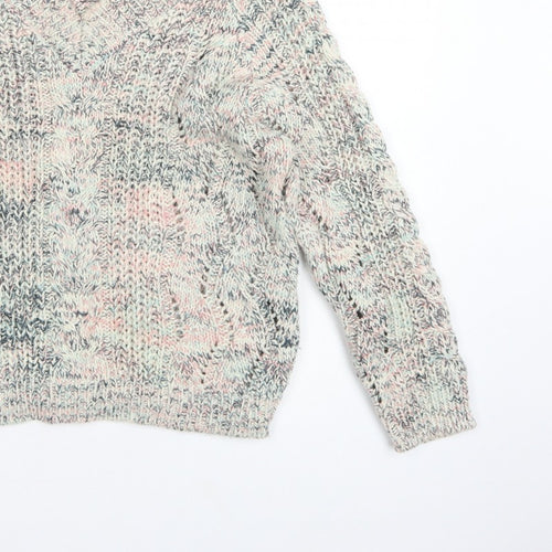 Next Women Multicoloured Cable Knit Jumper M Long Sleeve Cotton Blend