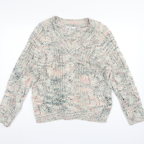 Next Women Multicoloured Cable Knit Jumper M Long Sleeve Cotton Blend