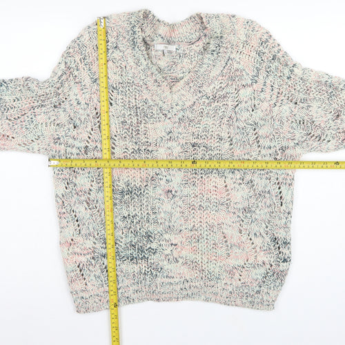 Next Women Multicoloured Cable Knit Jumper M Long Sleeve Cotton Blend