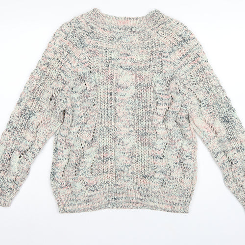 Next Women Multicoloured Cable Knit Jumper M Long Sleeve Cotton Blend