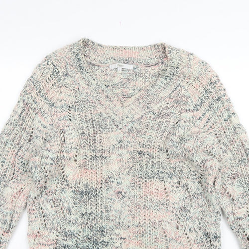 Next Women Multicoloured Cable Knit Jumper M Long Sleeve Cotton Blend