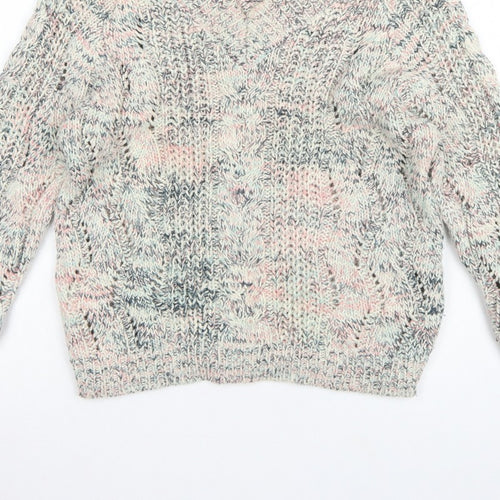 Next Women Multicoloured Cable Knit Jumper M Long Sleeve Cotton Blend