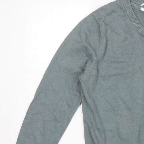 Marks and Spencer Men’s Grey M V-Neck Pure Cotton Pullover Jumper