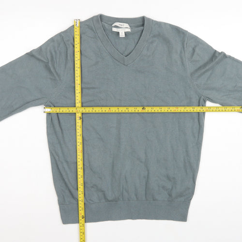 Marks and Spencer Men’s Grey M V-Neck Pure Cotton Pullover Jumper