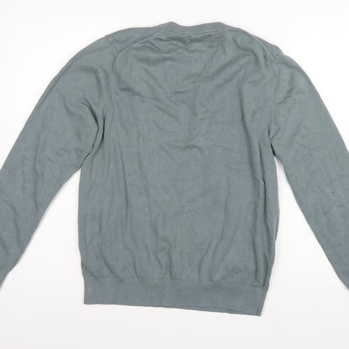 Marks and Spencer Men’s Grey M V-Neck Pure Cotton Pullover Jumper