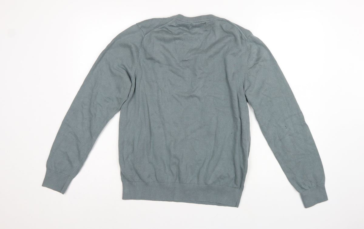 Marks and Spencer Men’s Grey M V-Neck Pure Cotton Pullover Jumper
