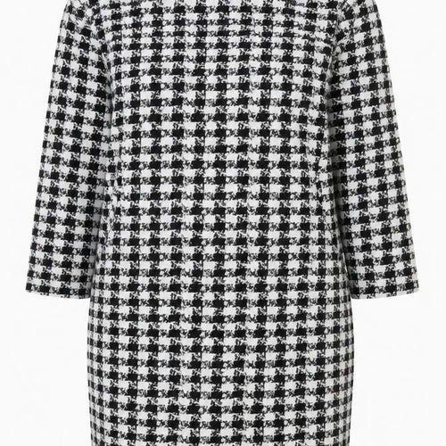 Wallis Women Black White Houndstooth Shift Dress UK 16 Long Sleeve